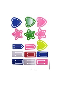 Resim Plastik Ataş Orta Boy 4 cm 15 li 1 Paket Plastik Ataç Kalp Yıldız Dikdörtgen Şekilli Ataç 1 Paket 