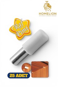 Resim HOMELION 25 ADET Beyaz Plastik Başlı Dolap Raf Pimi | Ayarlanabilir Raf Taşıyıcı | Mobilya Raf Destek Pimi 