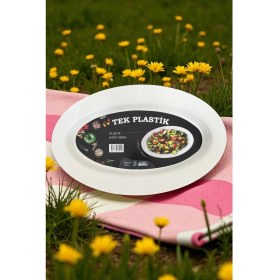 Resim 6'lı Sert Plastik Kayık Tabak Kırılmaz Yıkanabilir 32CM 