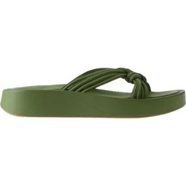 Resim Bueno Shoes Yeşil Deri Kadın Dolgu Topuklu Terlik 