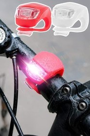 Resim 2li Bisiklet Gidon Işığı 3 Modlu Flaşörlü Çakarlı Su Geçirmez LED Fener Ön-Arka Mavi-Siyah 3781 