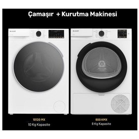 Resim Arçelik 10120 MX 10 KG Çamaşır Makinesi - 800 KMX 8 KG Kurutma Makinesi Seti 2'li 