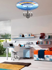 Resim Decorita Cam Avize Göbeği | Gökkuşağı 50cm X 50cm 