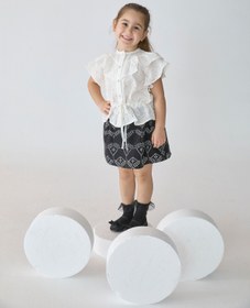 Resim Patique Kids Beyaz Fırfırlı Doğal Pamuk Kız Çocuk Gömlek 
