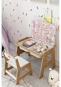 Resim Lesson Montessori Ahşap Aktivite Masa Sandalye Takımı Pembe 