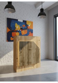 Resim Resital Ledli Karşılama Bankosu G-90 Cm Ofis Kasa Resepsiyon Masası Banko-002-6-2 