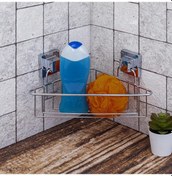 Resim Easyfix Yapışkanlı Banyo Duvar Rafı Şampuanlık Köşe Rafı Krom Gümüş 