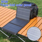 Resim WEIHAOXI 90W 3 Katlı Güneş Paneli Şarj Cihazı - Kamp, Yürüyüş ve Sırt Çantasıyla Taşınabilir Solar Power Bank, Hafif & Dayanıklı, Çift USB Portlu, Telefonlar/Tabletler için Hızlı Şarj (Pil Dahil Değildir), Güneşli Telefon Şarj Cihazı, Dış Mekan Şarj İstasyonu, Esnek Tasarım 