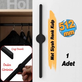 Resim Saral Çizgili Mat Siyah Metal Kulp 512 mm 51.2 cm Mobilya Çekmece Mutfak Dolabı Dolap Kapak Kulplar 