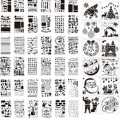 Resim Gajeena Yaratıcı Dıy Çizim Şablonu Seti: 48 Parça Desenli Cetvel Ve El Sanatları Kalıpları Noel Temalı 12 Adet + 36 Adet 48pcs 