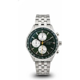 Resim Jg. Polo Club Erkek Kol Saati Gümüş Renk, Yeşil Kadran - Şık Metal Kordon, 2 Yıl Garantili 