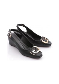 Resim Dgn 24338 Kadin Arkadan Bağlamali Dolgu Topuklu Ayakkabi 24338-2428-R1534 Siyah 