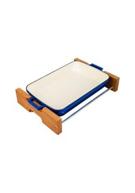 Resim Lava Döküm Dikdörtgen Rosto Ve Fırın Tepsisi Kayın Servis Ahşabı Döküm Demir Yekpare Çift Kulplu Edition Serisi Ölçü 26x40cm. 