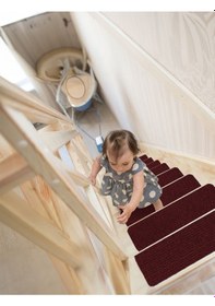 Resim Halıfleks Mega Rip Kaymaz Kauçuk Tabanlı Zemine Tutunan Merdiven Paspası - Bordo Null 