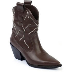 Resim Shoetek Avrora Kadın Bot&bootie Pimli Kovboy Kahve Deri Kahve 