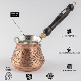 Resim 2 Kişilik El Yapımı Kalın Bakır Cezve Gaziantep Üretimi, Geleneksel Türk Kahvesi Cezvesi 