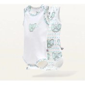 Resim Ecocotton Borneo 2'li Bebek Zıbın Kolsuz %100 Organik Pamuk Penye Baskılı Beyaz-Mint 