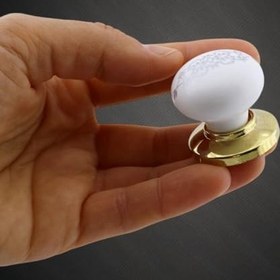 Resim Glaswen 8 Adet Hanımeli Kulp Beyaz Polimer Düğme Kulp Altın Tablalı Mobilya Mutfak Dolabı Çekmece Kulbu Kulpları 