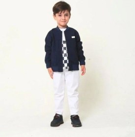 Resim Erkek Çocuk Ceket T-shirt Pantolonlu Takım-14106 Lacivert 