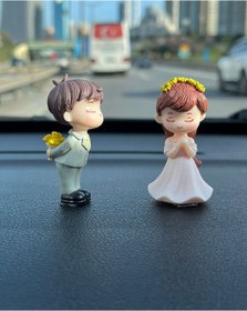 Resim bilmel Araba Içi Torpido Üstü Gelin Damat Biblo Aksesuar Torpido Süsü Gelin Arabası Sevgiliye Hediye 