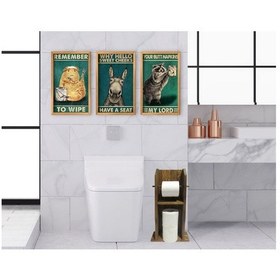 Resim Bk Home Doğal Masif Ahşap Tuvalet Kağıtlığı Ve Dekoratif 3’Lü Ret (551051836) 