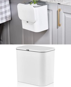 Resim TRUSTMODA 15 Litre Fonksiyonel Banyo Mutfak & Ofis Çöp Kovası - Askı Aparatlı-duvara Asılabilir-ergonomik Kapk 