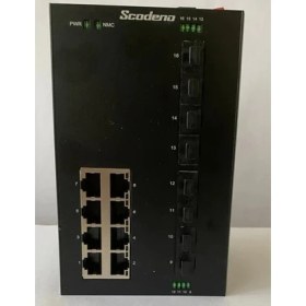 Resim Scodeno Scodone 8 Port Bakır 8*10/100/1000 8*1000 Port Fiber Girişli 16 Port Endüstriyel Yönetilebilir Poe Switch 