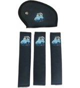 Resim Eminiyet Kemer Süngeri Pedi Alkantra Çocuk Emniyet Kemeri Mavi Araba Resimli 4lü Set 