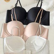 Resim Kadınlar için 3 adet Ön Kapatma Kayışsız Kaymaz Tüp Üst Altı Askılı Sütyen, Küçük Göğüs Toplama ile Boyutu Artırma, Anti-Görünüm Push-Up Sütyen 