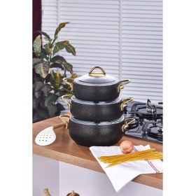 Resim Taç Luna Granit 3'lü Güveç Set Siyah 