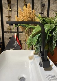 Resim İsaoğlu Yapı Arıtmalı Mutfak Bataryası Mat Siyah Arıtmalı Musluk Arıtıcılara Uygun Kare Modern Tasarım Siyah 