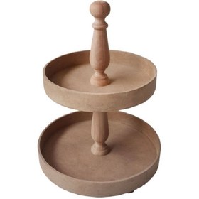 Resim Altınyapı Hobi Market Iki Katlı Yuvarlak Çerez-şekerlik -meymevik - 2 Katlı Ham Mdf Boyasız 