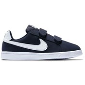 Resim Nike Court Royale Leather Sneaker Hakiki Deri Bantlı Çırtlı Unisex Çocuk Spor Ayakkabı Lacivert Lacivert 