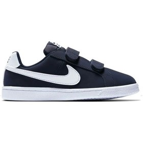 Resim Nike Court Royale Leather Sneaker Hakiki Deri Bantlı Çırtlı Unisex Çocuk Spor Ayakkabı Lacivert Lacivert 