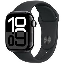 Resim Apple Watch Series 10 GPS 42mm Simsiyah Alüminyum Kasa ve Siyah Spor Kordon - M/L 