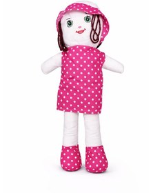 Resim 40 Cm Pembe Puantiyeli Bez Bebek Yumuşak Kumaş Oyuncak Bebek Çocuk Hediye Uyku Arkadaşı 