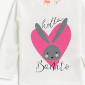 Resim Kız Bebek Tavşan Baskılı Tişört Pamuklu 