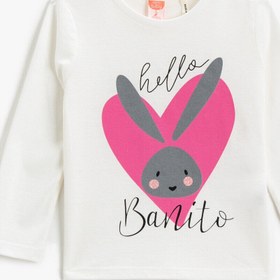 Resim Kız Bebek Tavşan Baskılı Tişört Pamuklu 