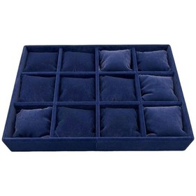 Resim Yerli Üretim Tokyo Model Süet Kumaş Lacivert Renk 12 Yastıklı Çekmece İçi Takı Kutusu Çok Renkli 