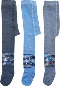 Resim 3Lü Erkek Bebek Çocuk Külotlu Çorap Renkli Desenli Pamuklu 