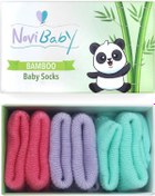 Resim Novibaby 3'lü Bambu Yenidoğan Bebek Çorabı I Purple Candy I 0-6 a "Karışık Renkli" 