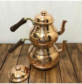 Resim Dövme Bakır Kalın Orta Boy Çaydanlık, B15051 