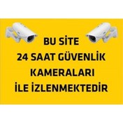 Resim Ufuk Çizgisi Bu Site Güvenlik Kameraları Ile 24 Saat Izlenmektedir Yazılı Galvaniz Uyarı Levhası 