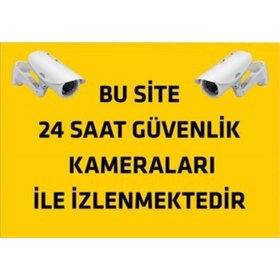 Resim Ufuk Çizgisi Bu Site Güvenlik Kameraları Ile 24 Saat Izlenmektedir Yazılı Galvaniz Uyarı Levhası 