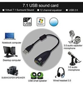 Resim 7.1 usb 12 kanal 64 bit 5hv2 destekli kablolu audio çevirici harici ses kartı 