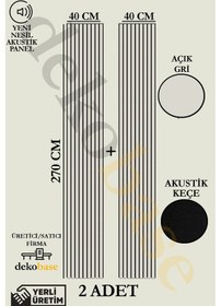 Resim Açık Gri 2 Adet 40x270 Cm Yeni Nesil Akustik Ahşap Duvar Paneli 