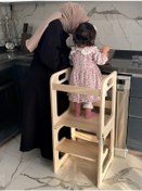 Resim montessori ahşap öğrenme kulesi + aktivite masası + mama masası 