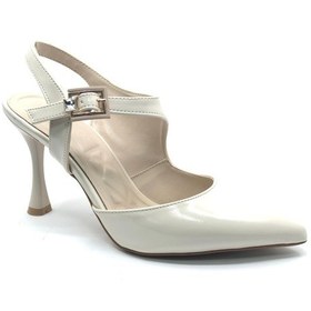 Resim Feles Matiko Toka Detaylı Arkası Açık Stiletto Kadın Topuklu Ayakkabı Ten 