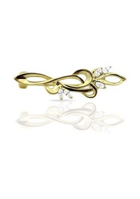 Resim Oya Silver 24k Altın Kaplama Zirkon Taşlı Sarmal Gümüş Broş 3.3x0.9 Cm 61112612 
