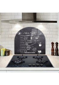 Resim Decorita Cam Ocak Arkası Koruyucu | Oval Şekilli | Aşkın Tarifi 